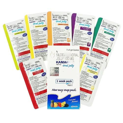 Thạch Trái cây Kama Oral Jelly 100mg (Hộp 7 Gói) – Thuốc Cường Dương Cho Nam, Kéo Dài Quan Hệ, Đạt Khoái Cảm Cực Đỉnh